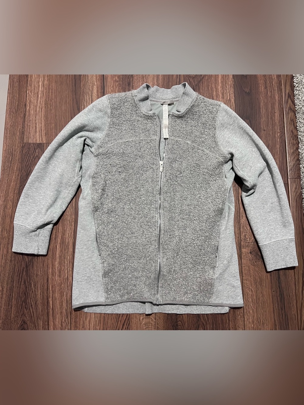 Lululemon athletica Women’s Light Gray Zip-Up Sherpa Front Sweater